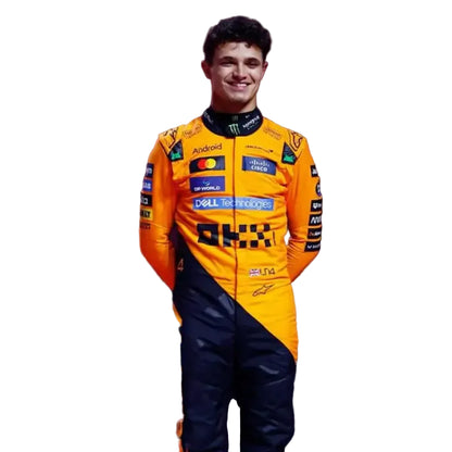 Close-up detail of Google Chrome and OKX sponsor logos on chest and sleeves.