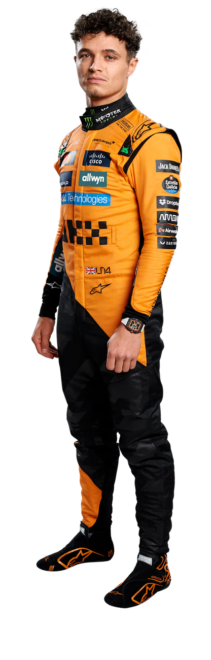 Side angle displaying the suit's technical cut and fabric texture.