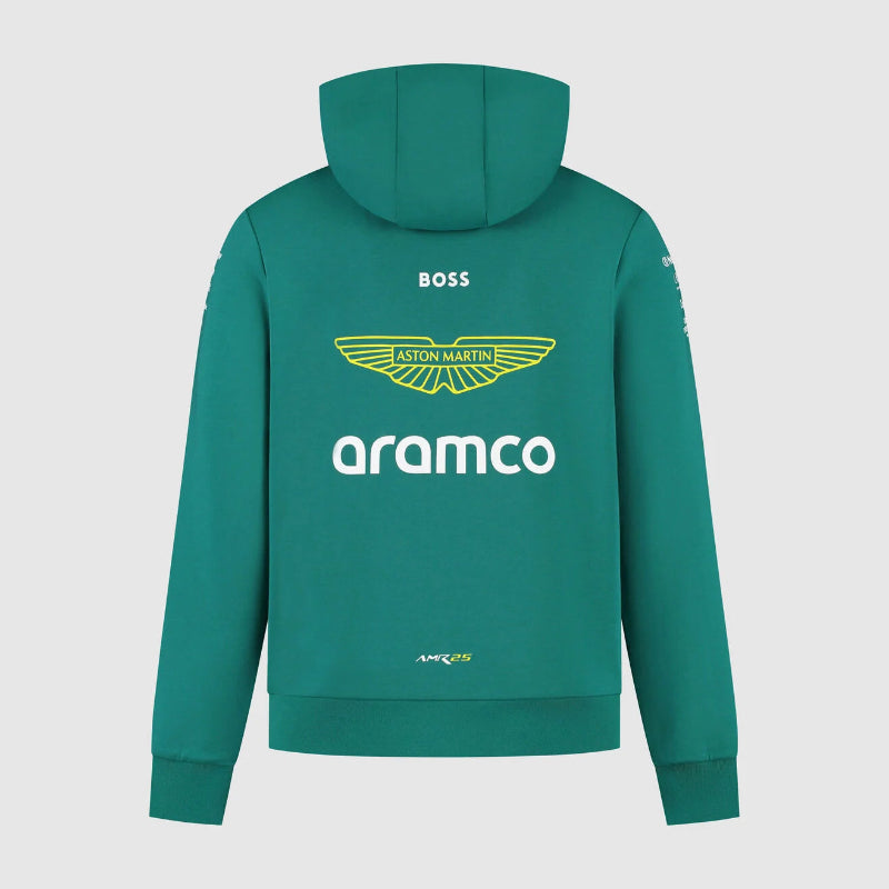 Back view highlighting the large AMR25 team logo sublimation print on the hoodie