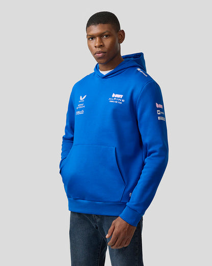 Side detail of the hoodie showing sleeve branding and fabric texture
