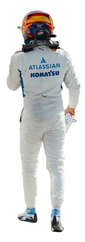 Spanish Formula 1 driver Carlos Sainz in Williams Racing gear for the 2025 season, featuring the number 55