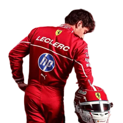 Charles Leclerc Ferrari F1 Replica Racing Suit 2025 back side | AT Racing Gear - AT Racing Gear