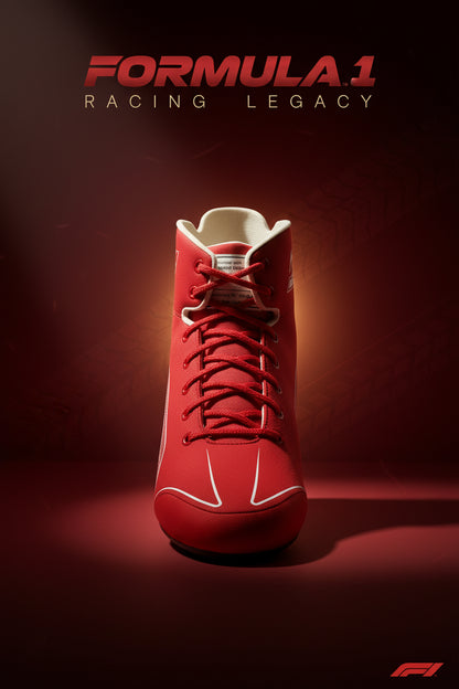 Red Ferrari F1 replica racing shoes for karting and motorsport track days