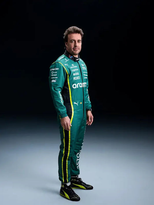 Side angle displaying the suit's technical cut and premium fabric texture.