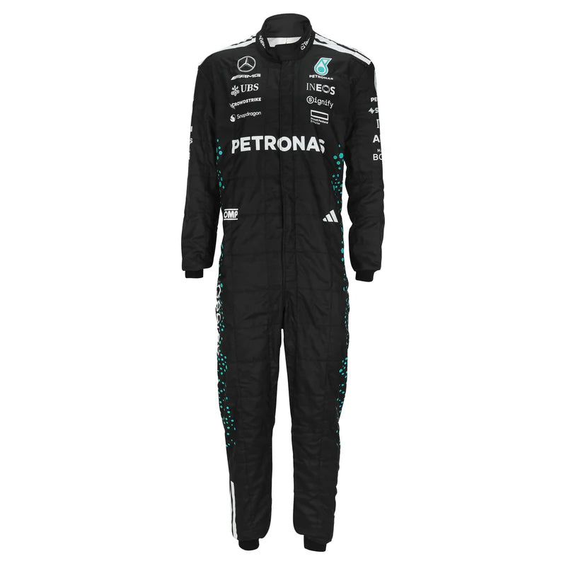 George Russell F1 Racing Suit Replica front | Mercedes - AMG Petronas 2025 | AT Racing Gear 
