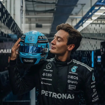 George Russell F1 Racing Suit Replica with helmet | Mercedes - AMG Petronas 2025 | AT Racing Gear 