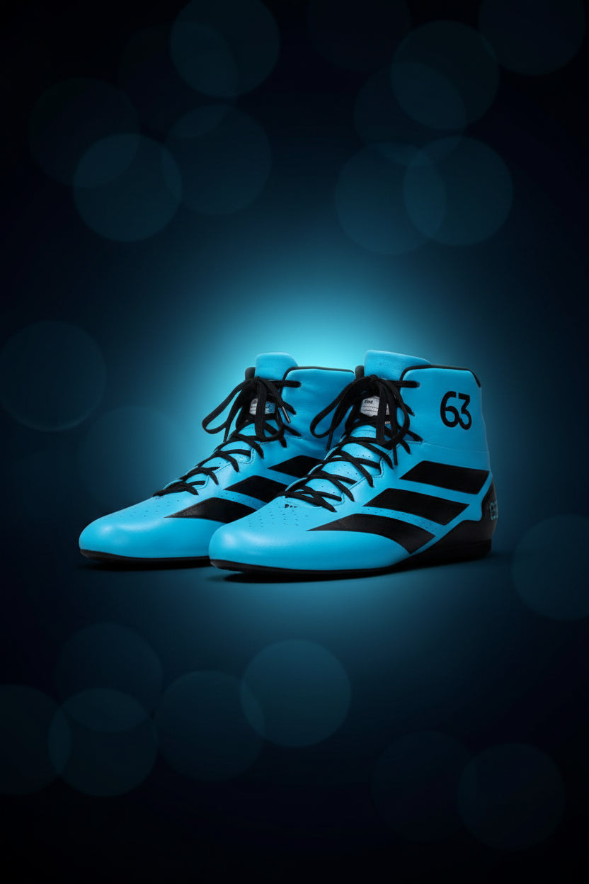George Russell 2026 Mercedes F1 replica karting shoes #63 black and silver racing footwear