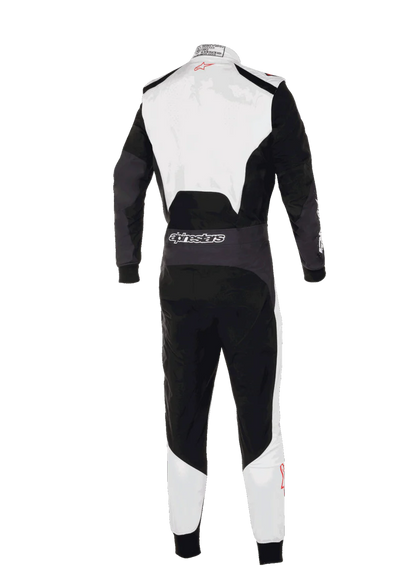 Black and white racing suit on a white background