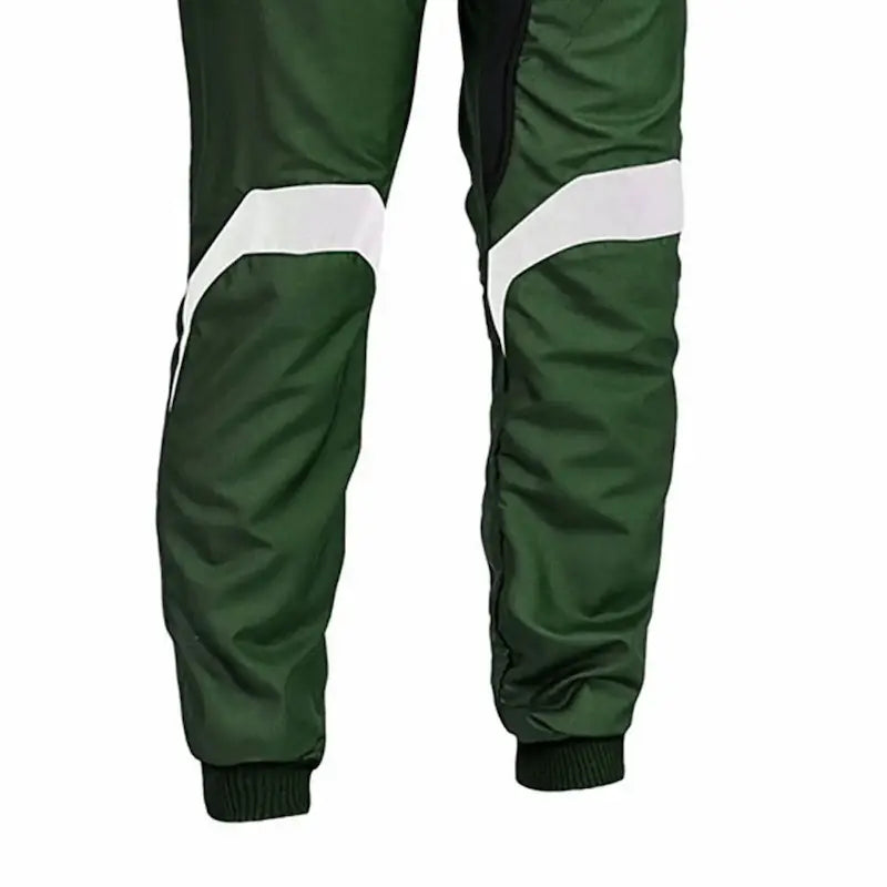 Green pants with white stripes on a white background