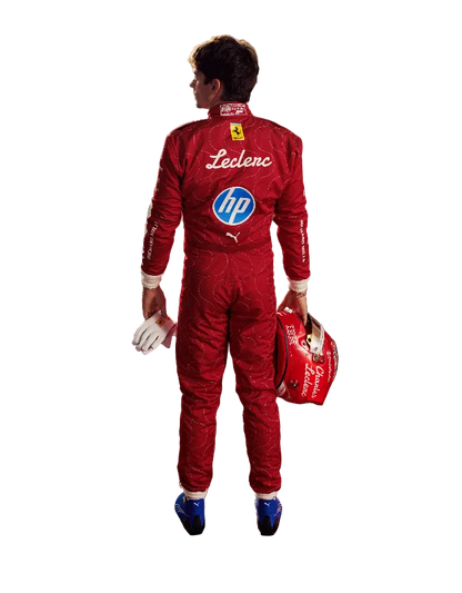 Back view showing Leclerc name, number 16, and large Monza/Italian GP graphics.