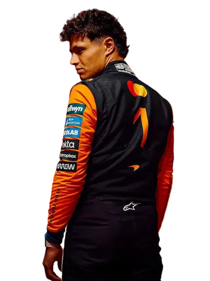 Back view showing Norris name, number 4, and large McLaren team logo.