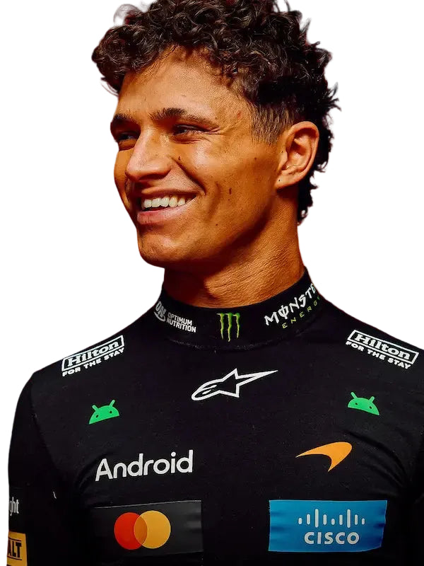 Front view of McLaren 2026 inner compression shirt with Norris #1