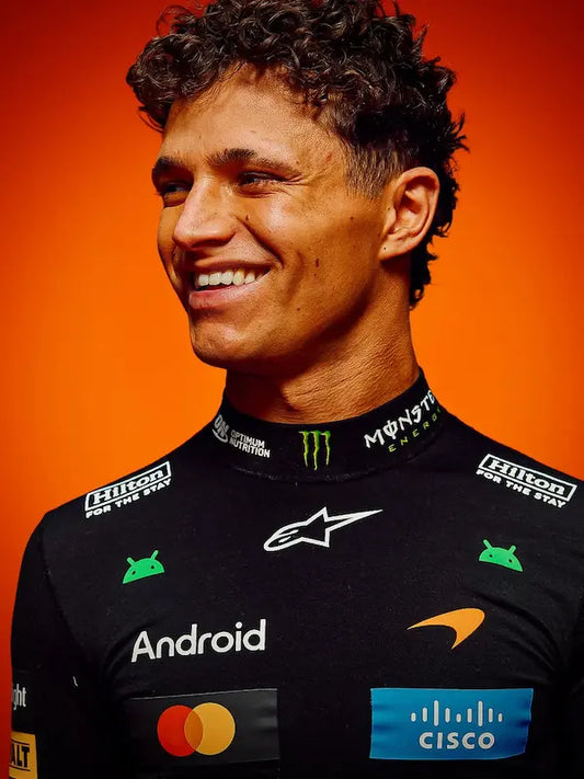 Front view of McLaren 2026 inner compression shirt with Norris #1