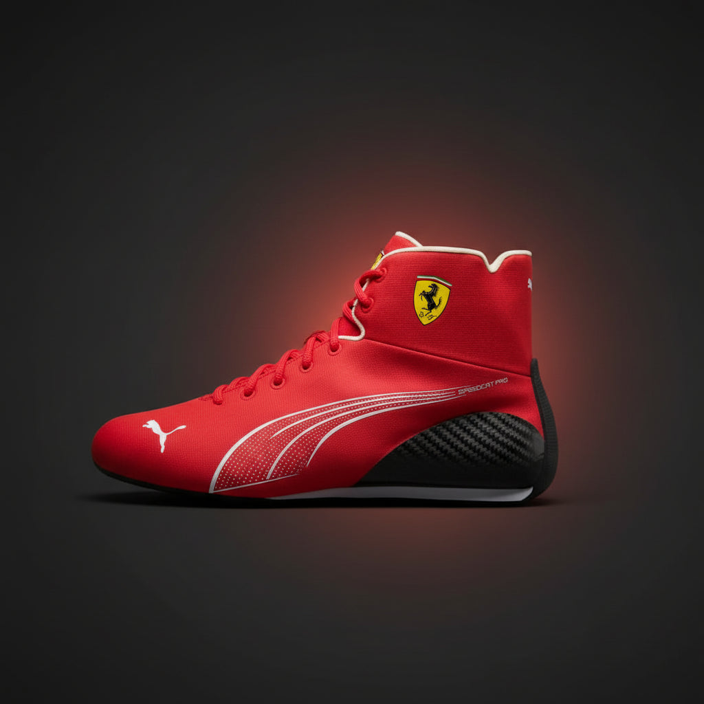 Premium red and black Lewis Hamilton F1 replica shoes for track days