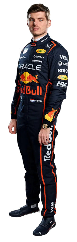 Close-up detail of Oracle and Honda RBPT logos on chest and shoulders.