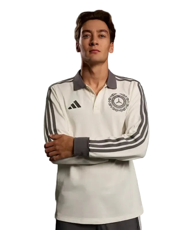 Mercedes Silver Arrows Icon Polo Off White - Official F1 Team Polo Shirt Front View