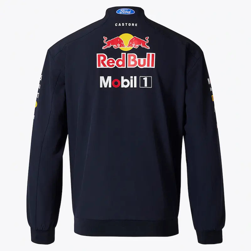 Back view showing large team logo and sponsor branding.