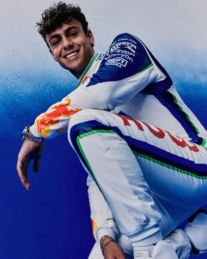 Side angle displaying the suit's technical cut and fabric texture.