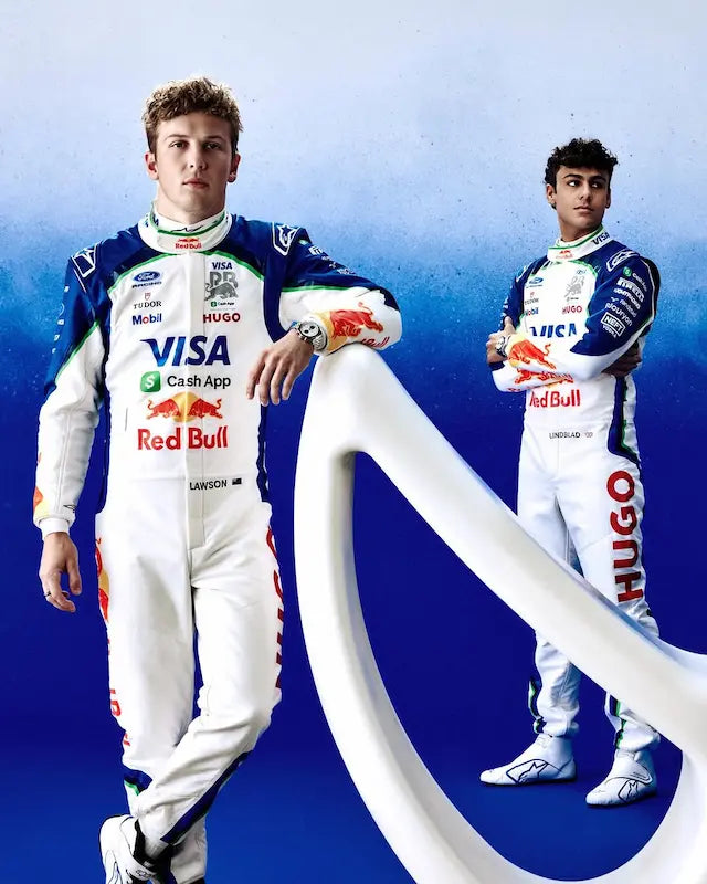 Front view of the Visa Cash App RB 2026 replica race suit with full team and partner branding.