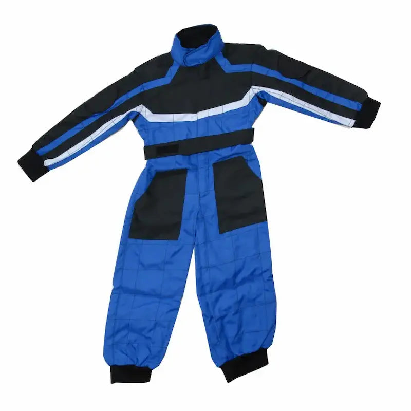 Back profile of Youth One-Piece Racing Suit showing flexible elasticated waist and stitching.