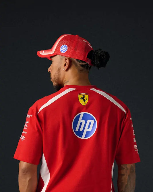 Back view showing large Scuderia Ferrari logo or additional sponsor graphics.