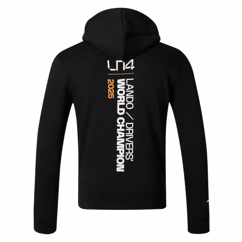 Black hoodie with text on the back on a white background