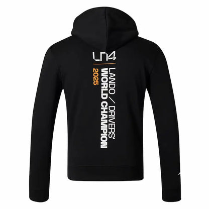 Black hoodie with text on the back on a white background