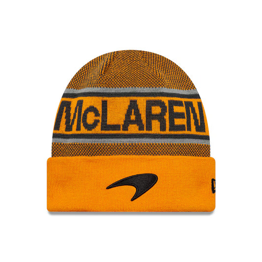 McLaren New Era Team Cuff Beanie in Papaya color – Official Formula 1 winter hat