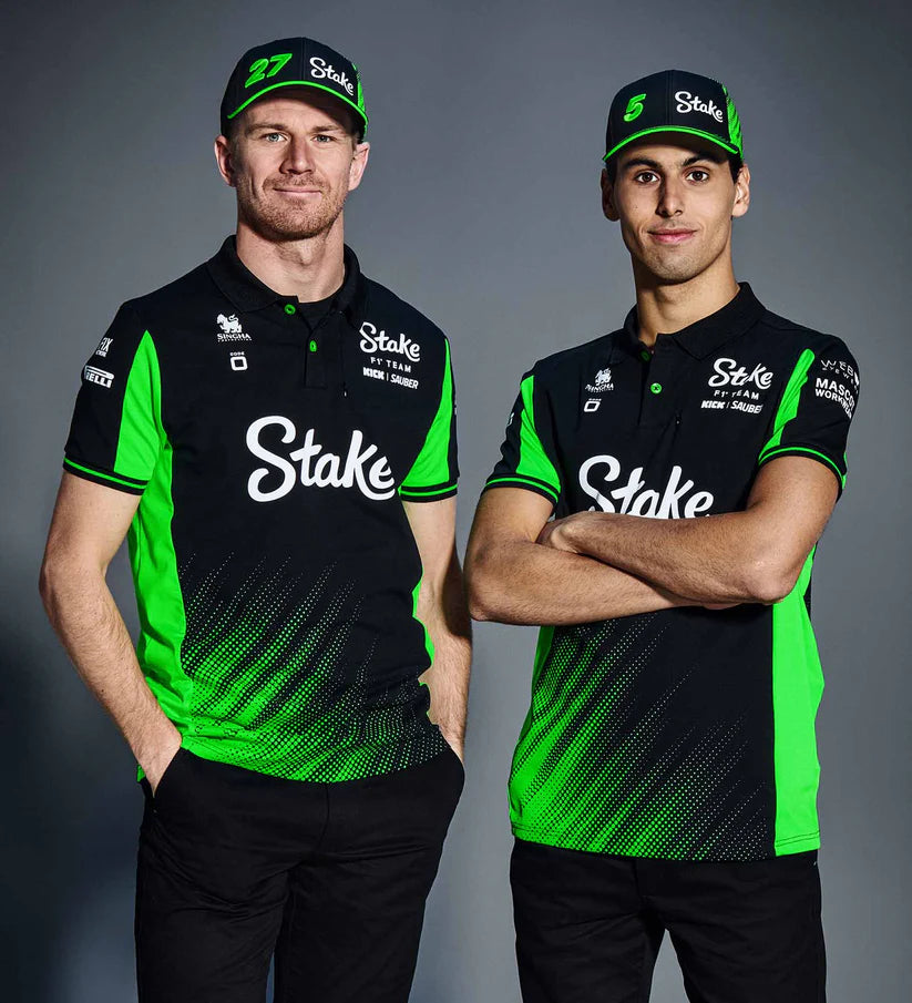 Stake F1 Team Kick Sauber 2025 Polo – Black and Green Official Replica Team Shirt