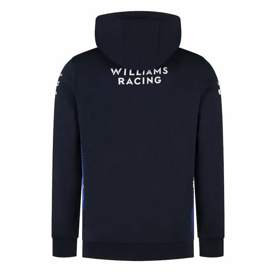 Black hoodie with 'Williams Racing' text on the back against a white background